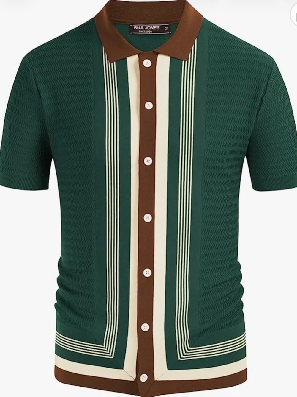 PJ PAUL JONES Men's Dark Green Knit Polo Short Sleeve Size 2XL
